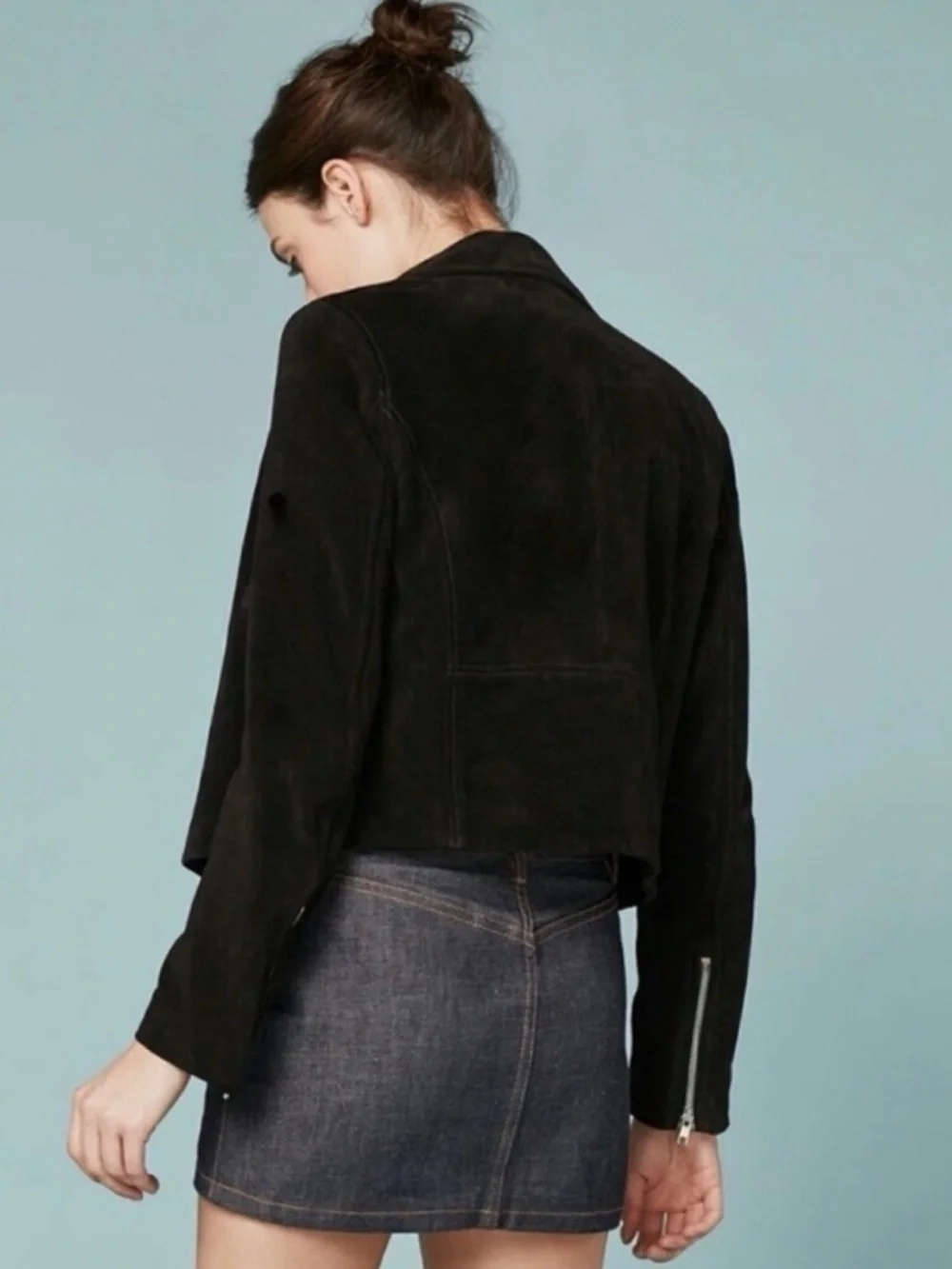 Black Reformation Suede Moto Jacket - Women's M - Picture 4 of 4